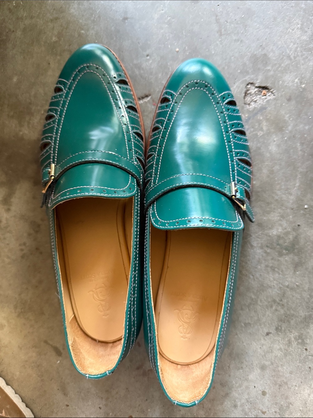 Women's Teal Leather Slip-On Loafers